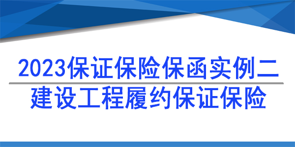 履约保证保险保函/2023年保证保险保函实例二