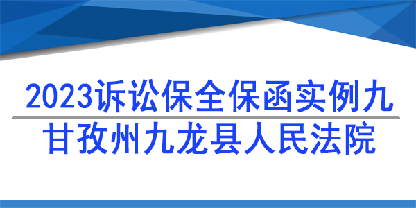 诉讼保全,财产保全,甘孜州九龙县人民法院